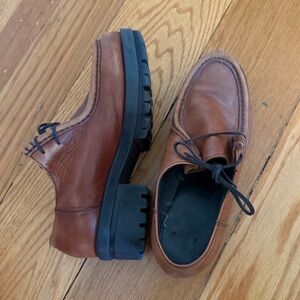 Vagabond Brown Leather Platform Lace Up Loafers 39